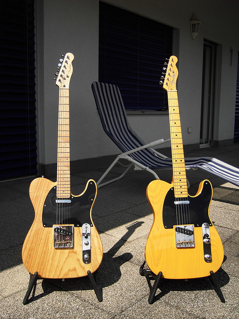 Fender Special Edition Lite Ash Telecaster (left) and Fender American Vintage '52 Telecaster
